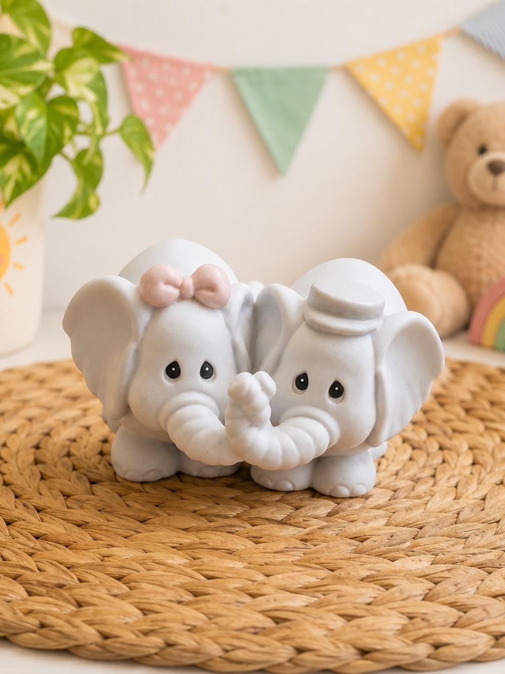 Vintage Precious Moments Elephants Figurine 1992 Enesco Baby Nursery Decor